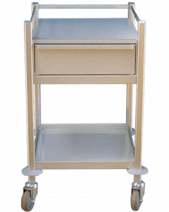 Multi purpose medical trolley with single 125mm H drawer