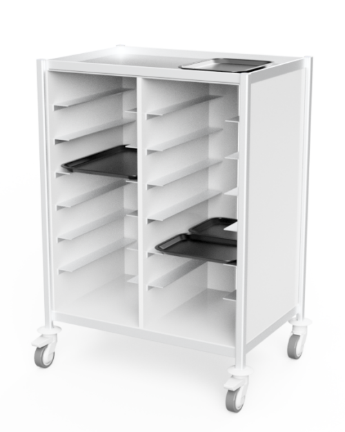 Tasman Food Trolley with 14 tray holders - angle image