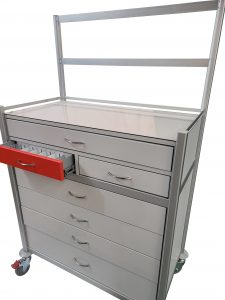 Anaesthetic Trolley 7 Drawer with up stand